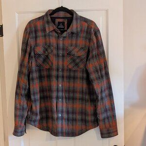 prAna Asylum Flannel Plaid Lined Button Up Snap Size Medium